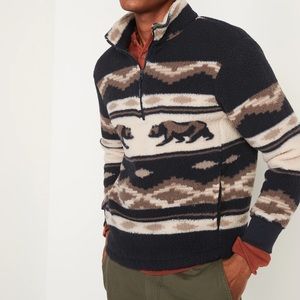 Old Navy Men’s Navy/Cream Sherpa Quarter Zip Sweatshirt